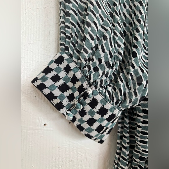 Proenza Schouler Silk Long Ruffle Raw Edge Hem Mock Neck A Line Maxi Dress - Picture 14 of 17